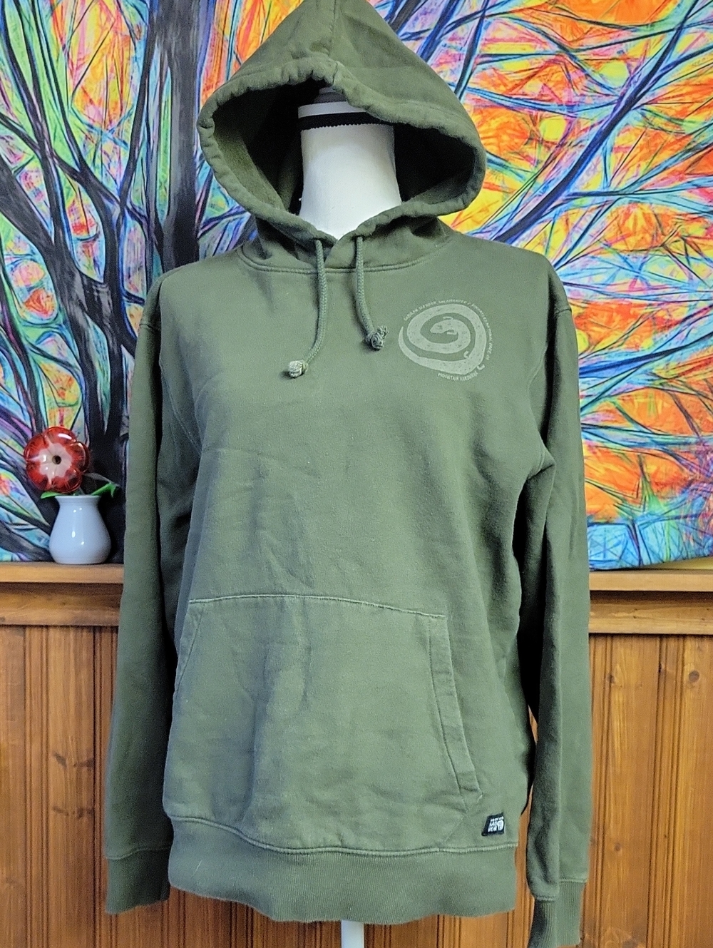 Mountain Hard Wear Men's Olive Green Hooded Pullover Sweatshirt Large